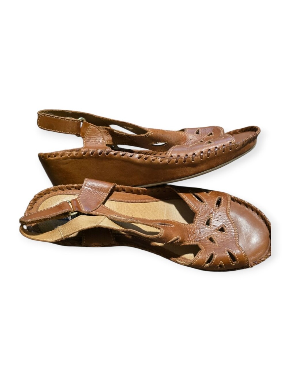 Pikolinos Margarita 943-1607 Brandy leather wedge sandals - Picture 5 of 7